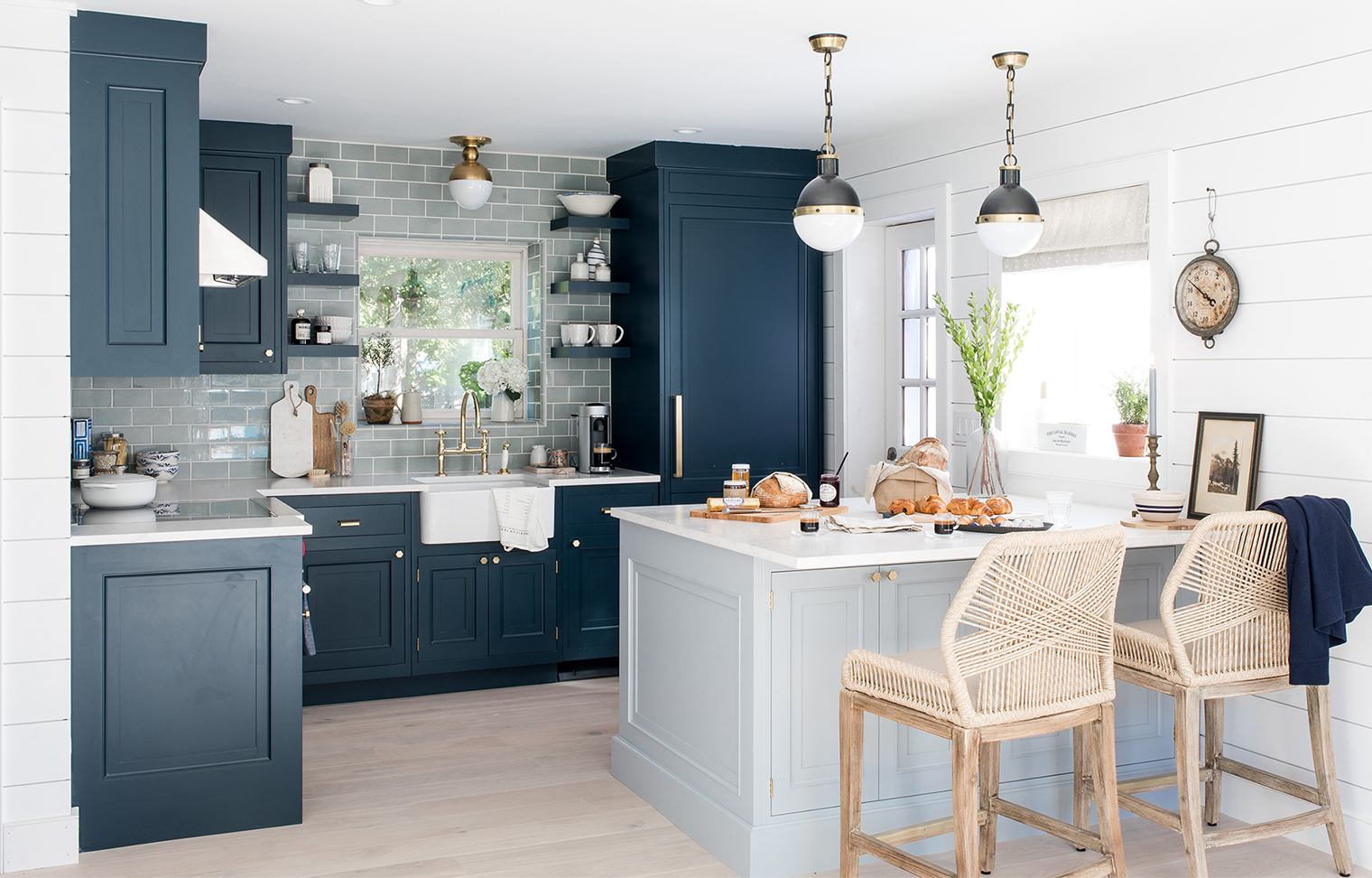 blue bright scandinavian kitchen designs